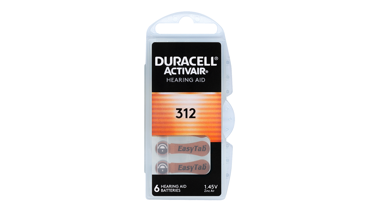 Duracell Activair Pack 6 piles auditives Zinc Air No. 312, Blister
