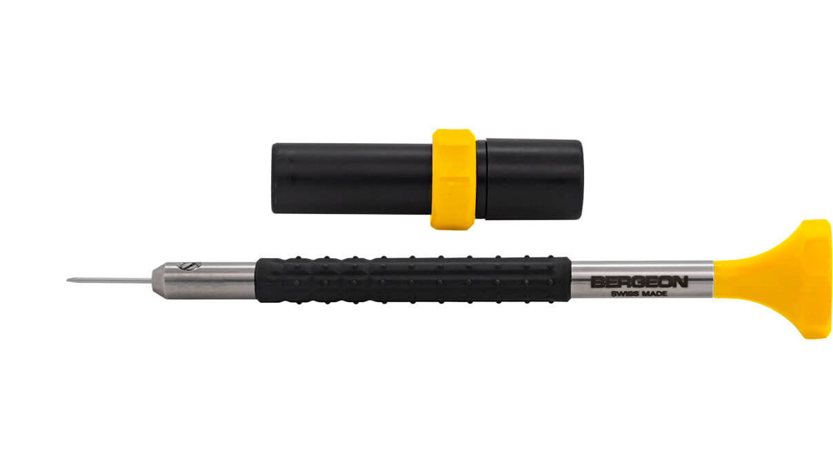 Bergeon 6899-AT tournevis, mèche 0,8 mm, jaune, avec mèches de rechange