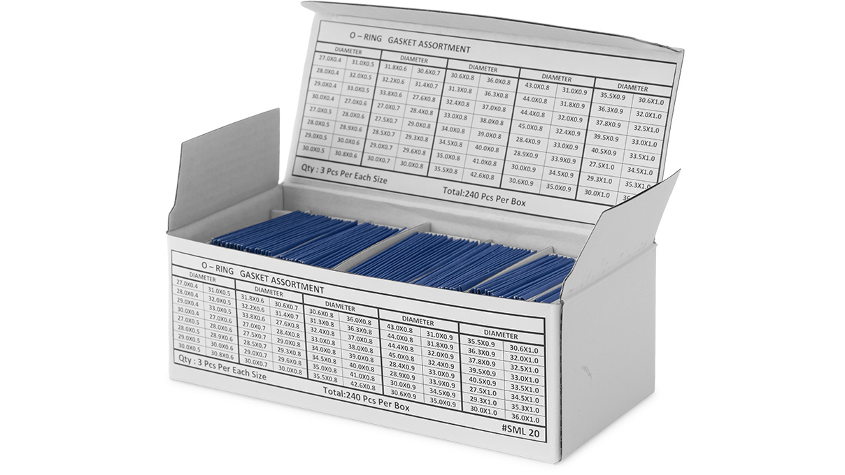 Assortiment de joints O-Ring, 80 sachets de 3 pièces chacun, Ø 27 - 45 mm, 240 pièces