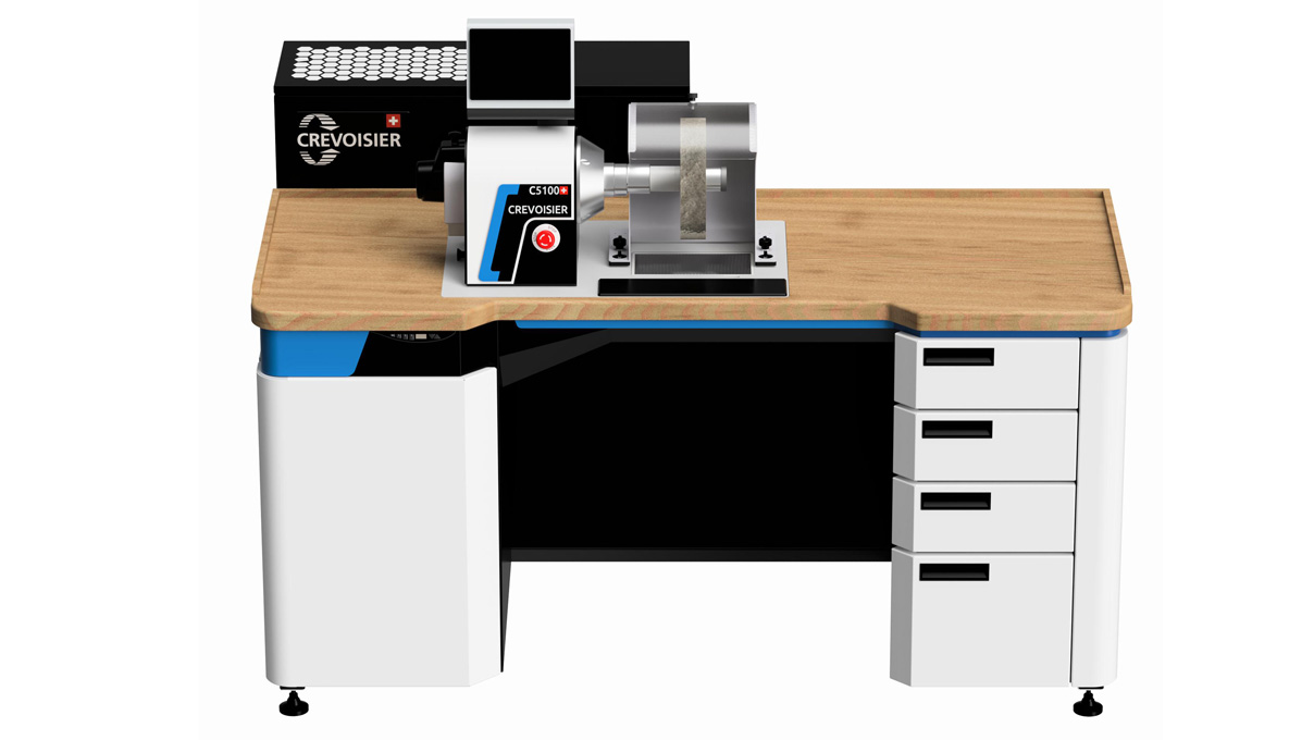 Crevoisier C5100 (M8) avec table de travail DSG-Comfort, incl. encadrement, incl. aspiration, plateau de
table avec revêtement en bois naturel laminé, bloc d'alimentation en bas (400 V) Crevoisier C5100 (M8) avec table de travail DSG-Comfort, incl. encadrement, incl. aspiration, plateau de
table avec revêtement en bois naturel laminé, bloc d'alimentation en bas (400 V)