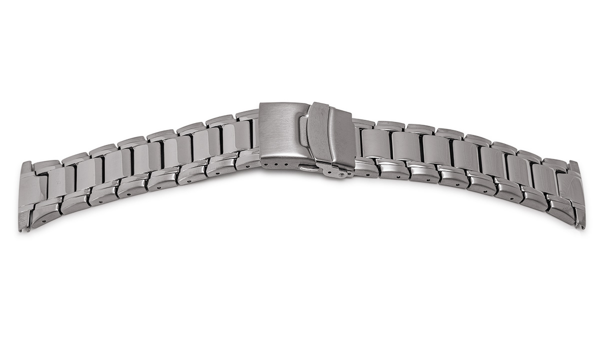 Bracelet en métal acier inox, fini massivement, satiné/poli, extrémités 24-26 mm, largeur 20-24 mm