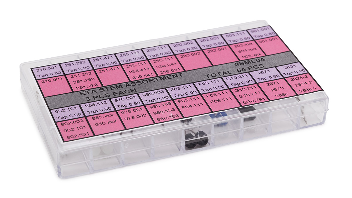 Assortiment de tige ETA, 3 pièces par type, 54 pièces