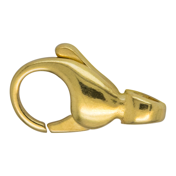 Mousqueton, moulé, bombé, oeillet en croix, 750/- or jaune, 13 mm