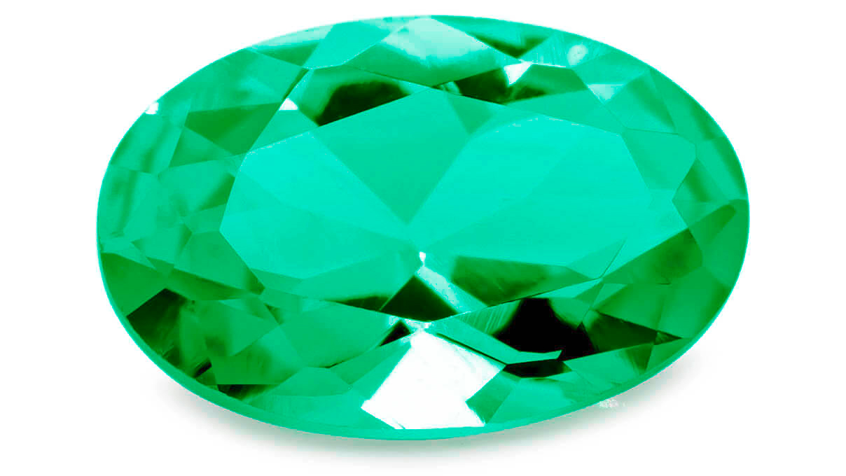 Pierre de couleur synthétique, émeraude, ovale, 5 x 3 mm