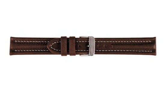 Bracelet de montre, Arizona Sport, Cuir de veau, 18 mm, Brun, Boucle Acier inoxydable