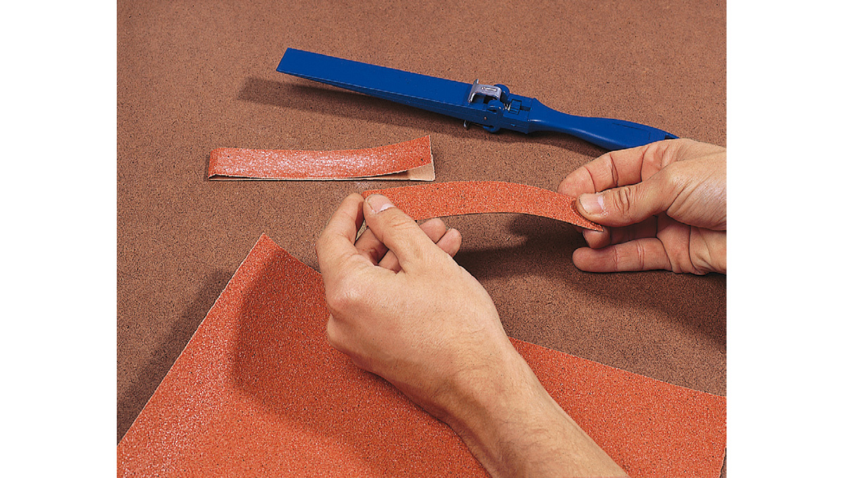 Support de bande abrasive, plastique, bleu, 270 mm