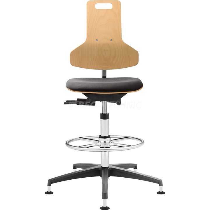 Dauphin chaise pivotante avec garniture en bois, hauteur d'assis 59-84 cm