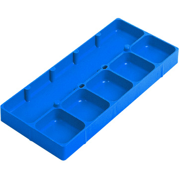 Boîte en plastique, empilable, 6 compartiments, bleu, 236 x 105 x 17 mm