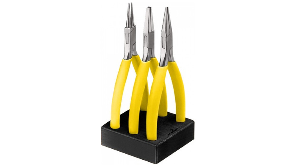 Bergeon 2513 Assortiment de pinces, en acier veiné, 115 mm, 3 pièces