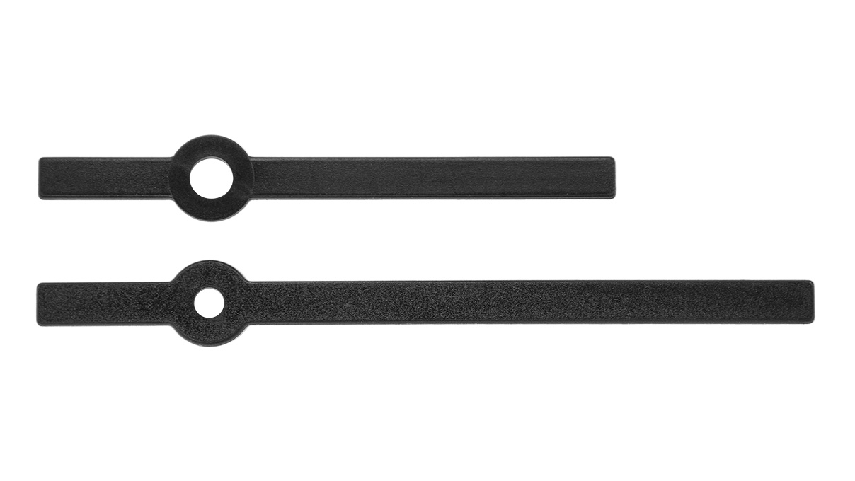 Paire d'aiguilles pour mouvements à quartz de 47 mm, métal, avec tige ronde, modèle Baton, couleur
noire