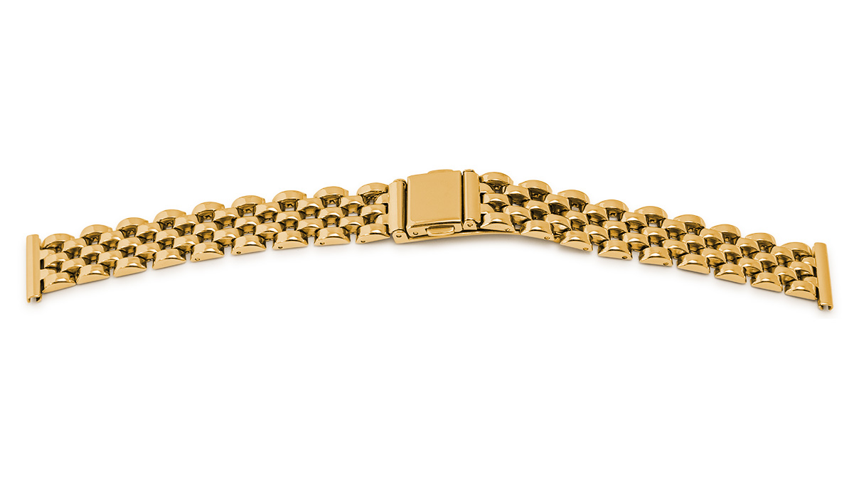 Bracelet en métal, acier inoxydable, poli, doré, anse 13 - 16 mm