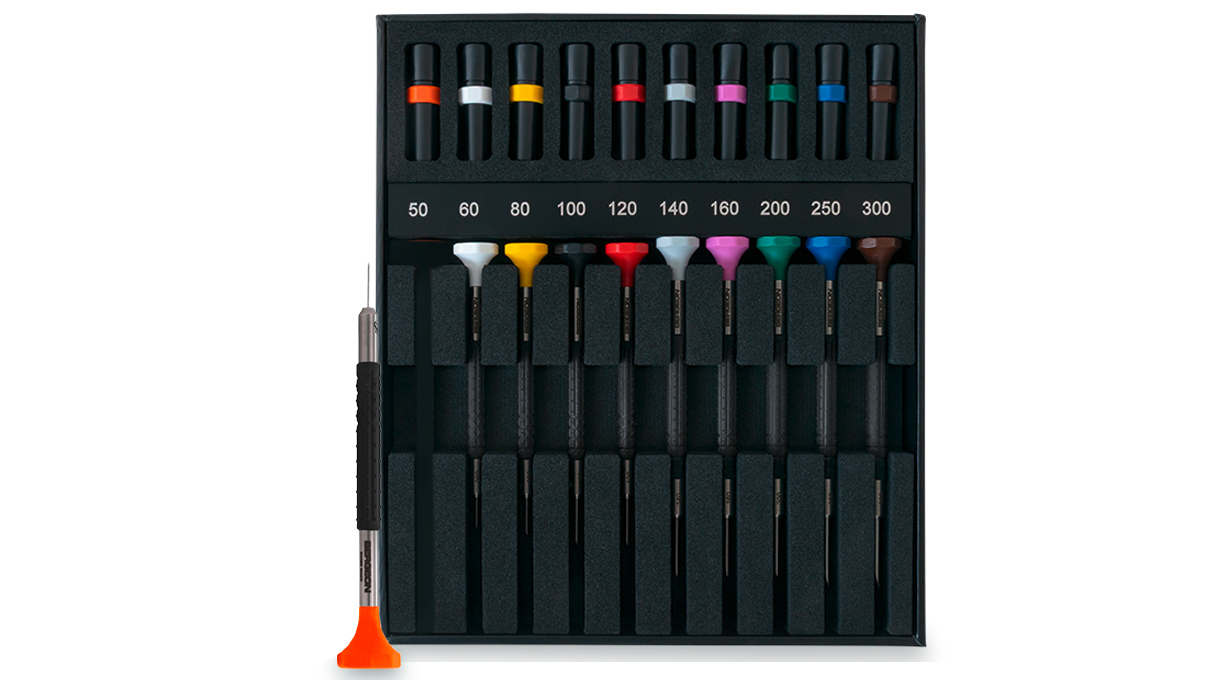 Bergeon 6899-A10 étui avec 10 tournevis, avec mèches de rechange