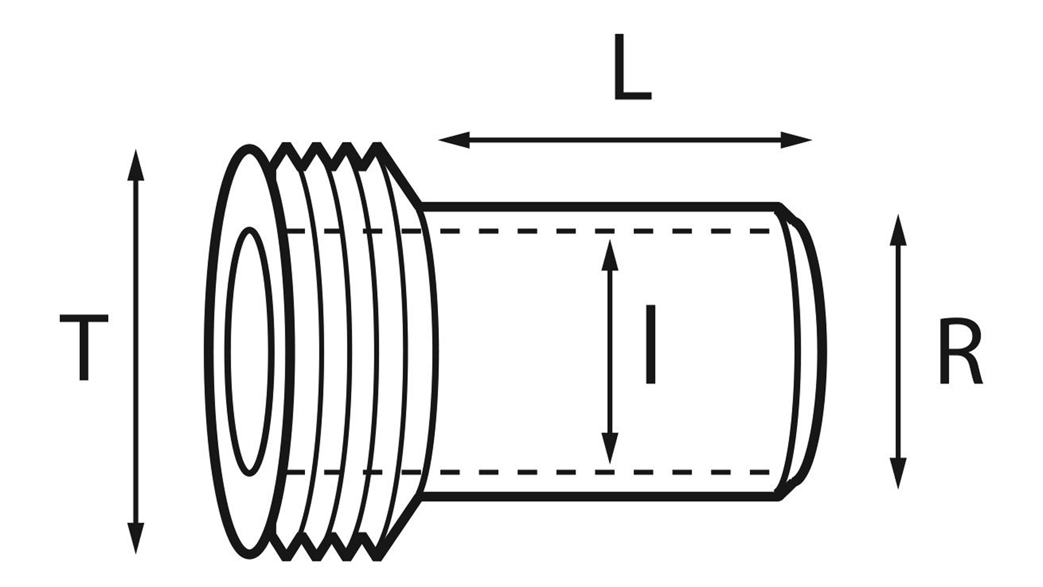 Tube pour couronnes à visser, tube Ø 3 mm, tige Ø 2,1 mm, intérieur Ø 1,65 mm