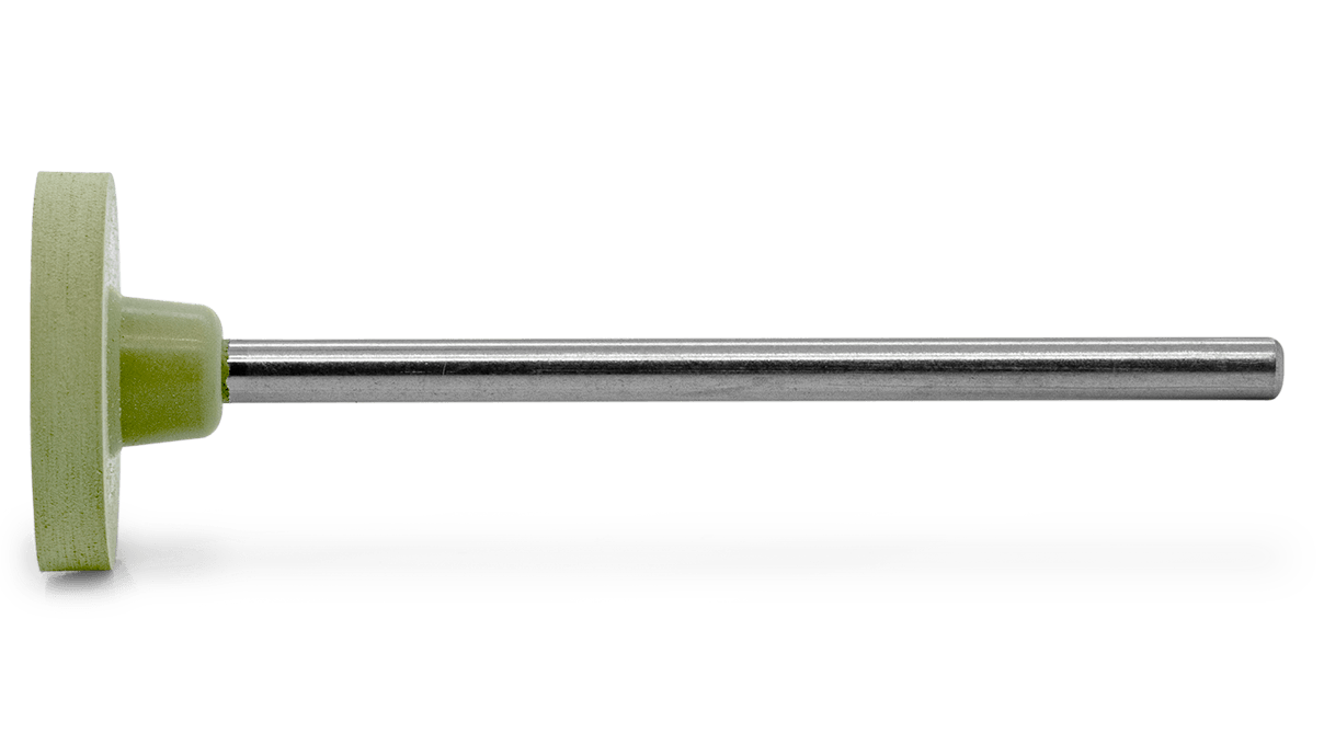 Polissoir Eveflex, vert clair, roue, Ø 14,5 x 2 mm, doux, grain très fin, tige HP