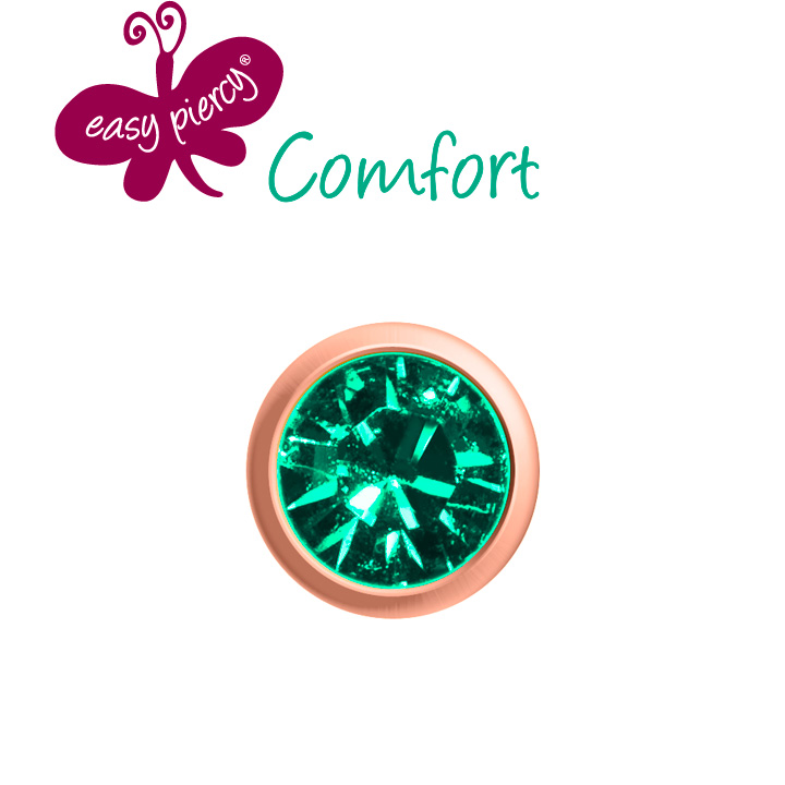 Easy Piercy Comfort 1 paire de boutons d'oreilles Ø 2,95 mm, or rose, imitation turquoise
