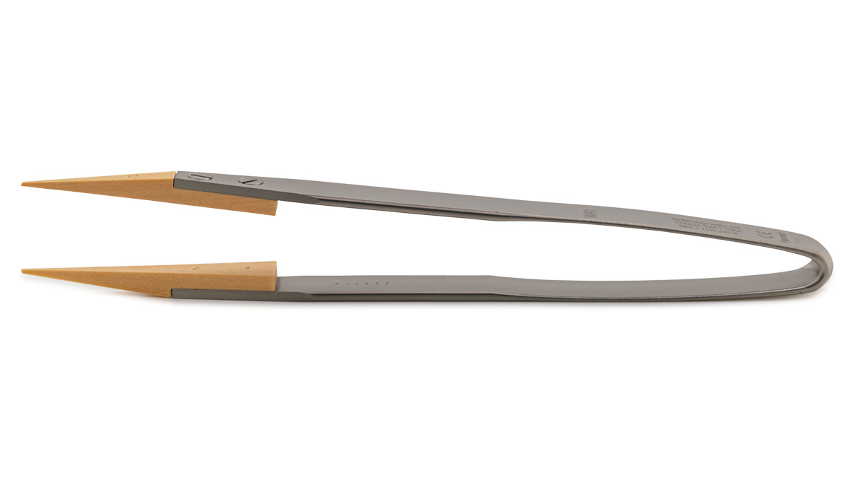 Brucelles Dumont Dumoxel avec pointes en buis, fines, acier non-magnétique