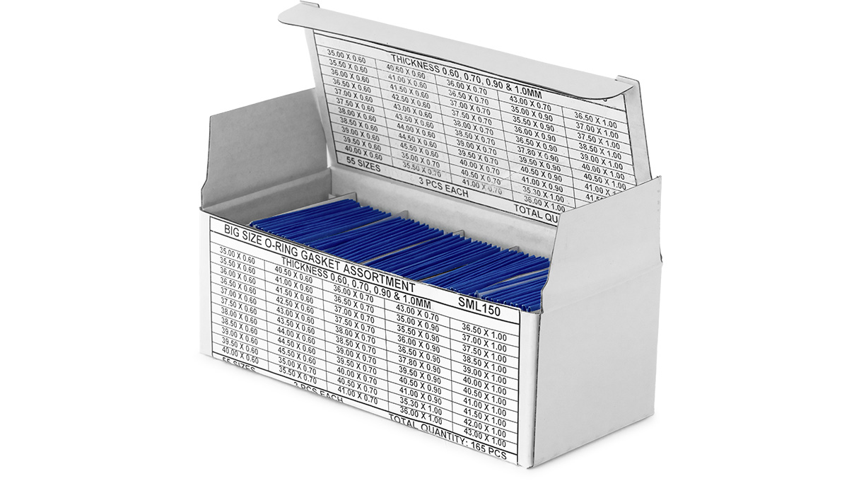 Assortiment de joints O-Ring, 55 sachets de 3 pièces chacun, Ø 35 - 45,5 mm, 165 pièces