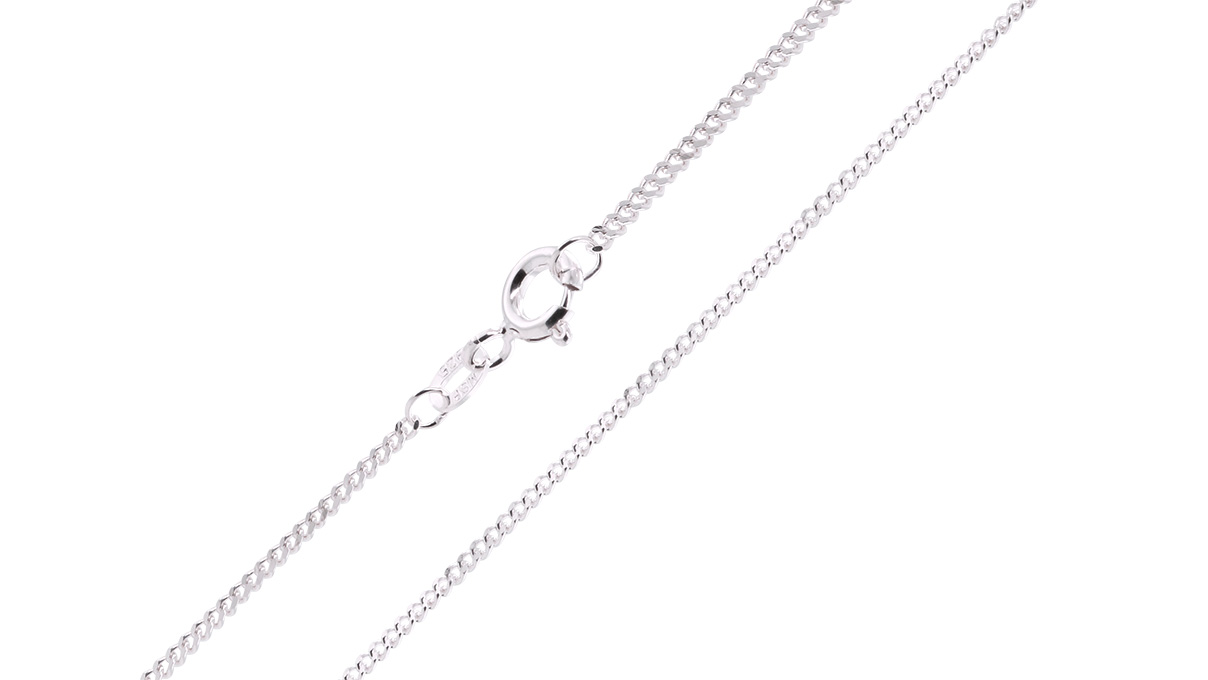 Collier avec anneau à ressort, argent 925/-, chaîne blindée ovale polie au diamant, épaisseur du fil 0,4 mm,
longueur 60 cm