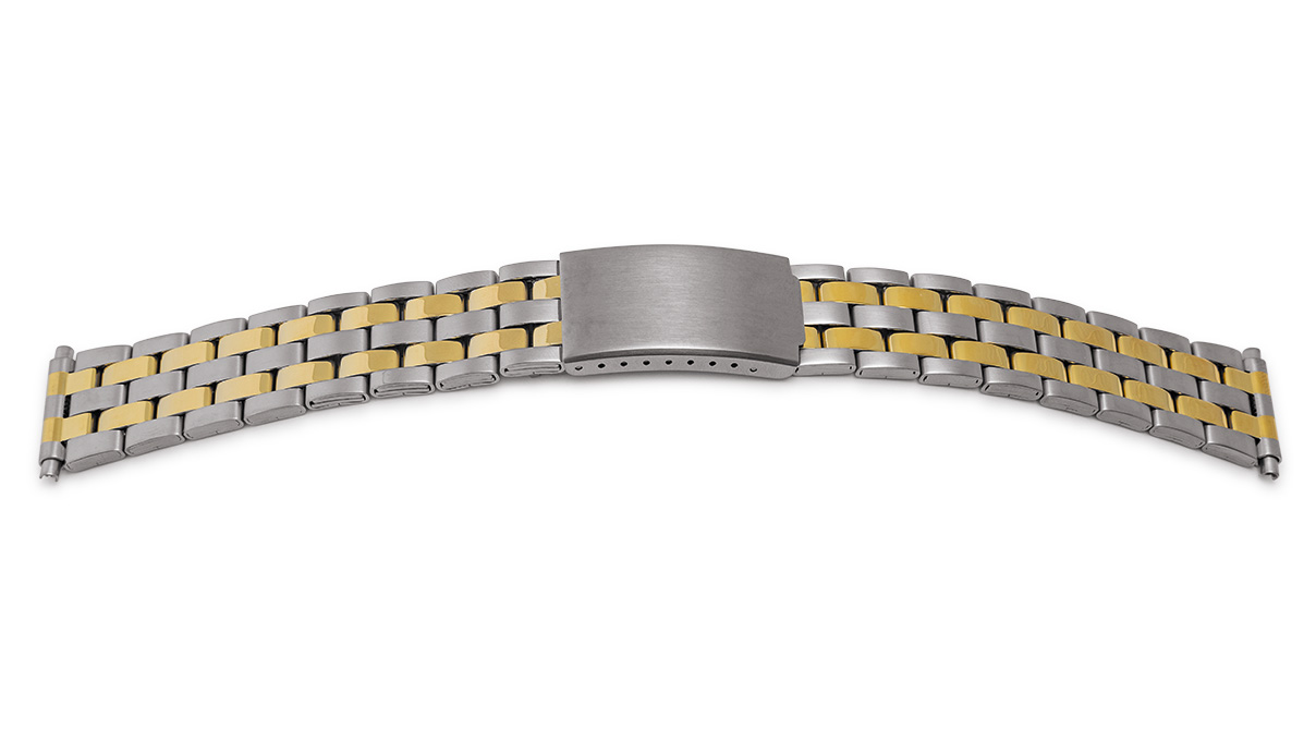 Bracelet de montre Sport, acier inoxydable, bicolor, largeur 19 - 22 mm, cornes 22 mm, longueur 170 mm