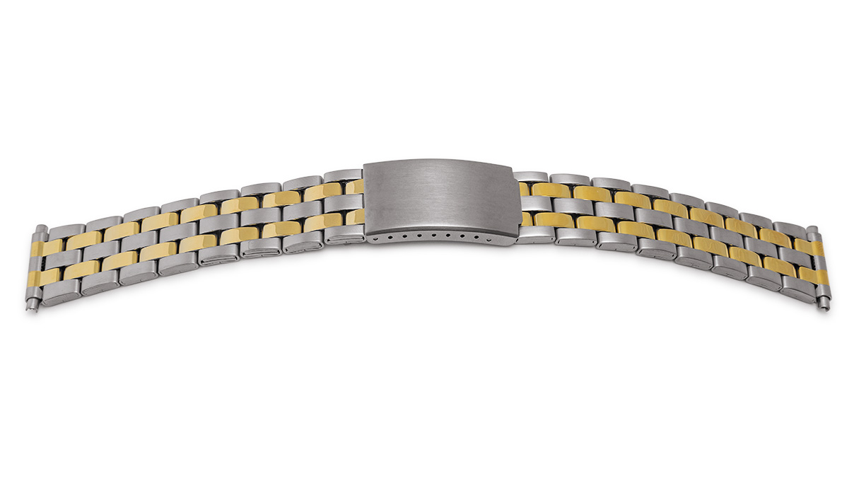 Bracelet de montre Sport, acier inoxydable, bicolor, largeur 19 - 22 mm, cornes 22 mm, longueur 170 mm