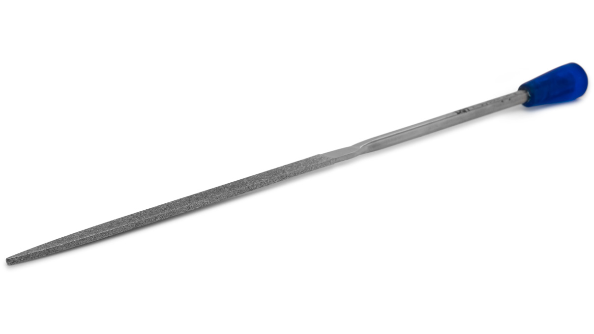Lime diamantée d’aiguille, entrée, grain D 91, revêtement 70 mm, longueur 140 mm