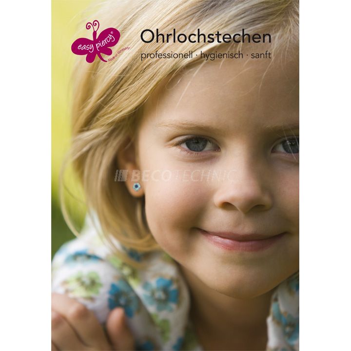 Easy Piercy présentoir de comptoir DIN A4 avec image : 1 enfant photo rapprochée de la visage