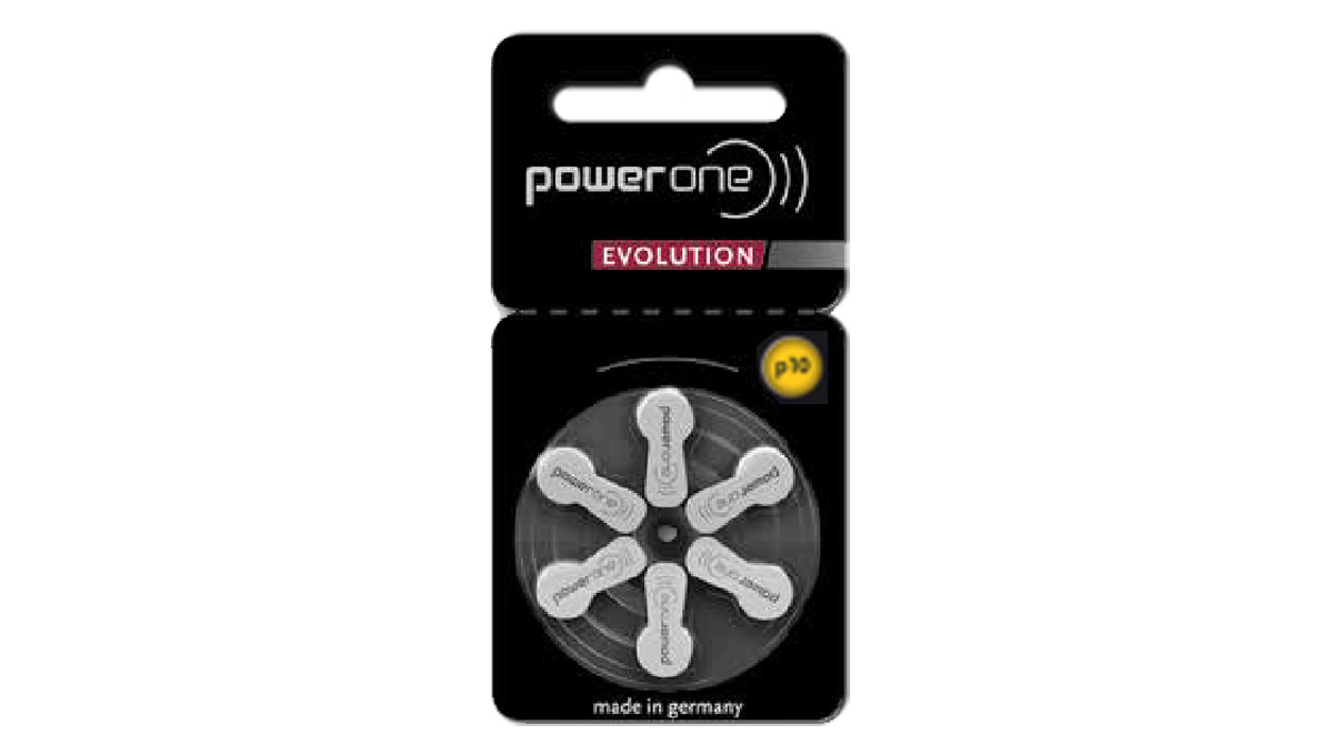 Power One Evolution 6 Piles auditives Zinc Air No. 10, en blister, Mercury Free