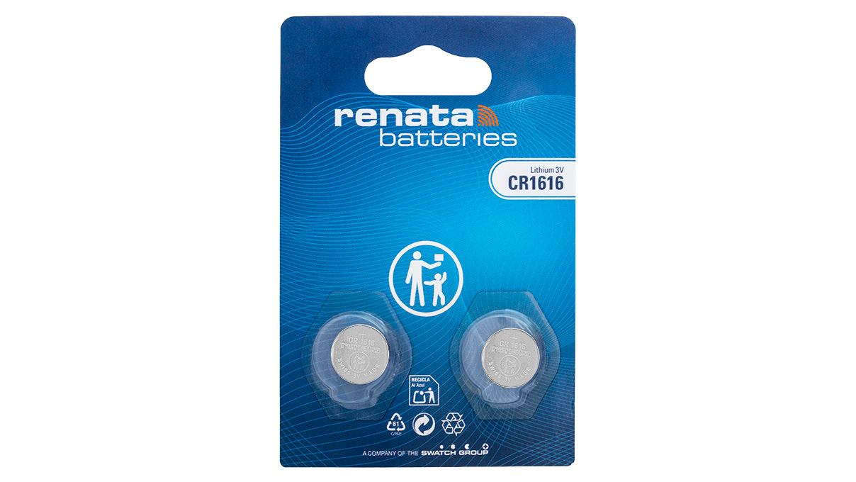 Renata CR1616 Pile bouton lithium, 3 V, non rechargeable, blister de 2 unités