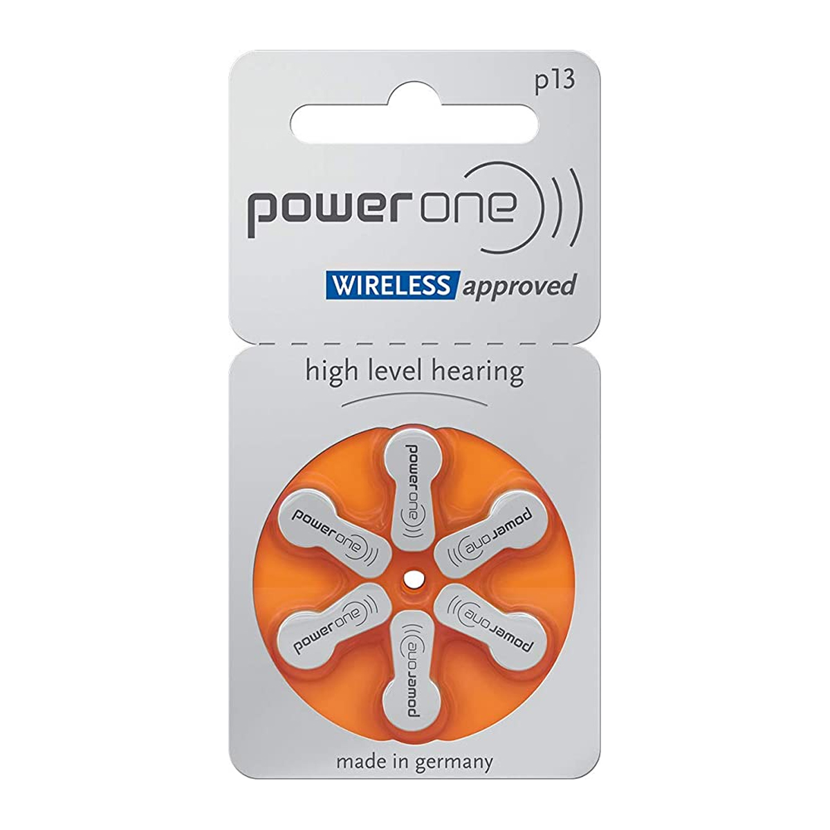 Power One 6 Piles auditives Zinc Air No. 13, en blister, Mercury Free
