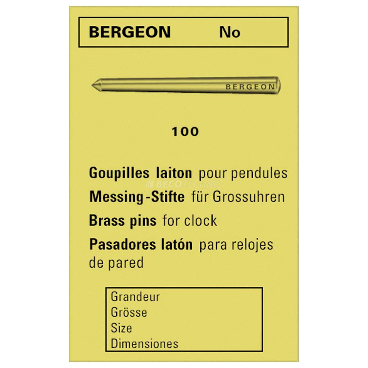 Bergeon 2663 DI 0.90 goupilles laiton pour pendules