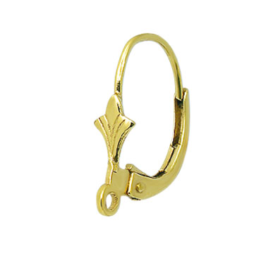 Dormeuses, forme de lys, oeillet droit, 585/- or jaune