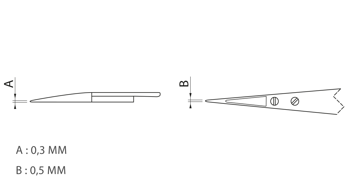 Dumont brucelles, Forme B159, Dumoxel, Pointes en bois, 130 mm