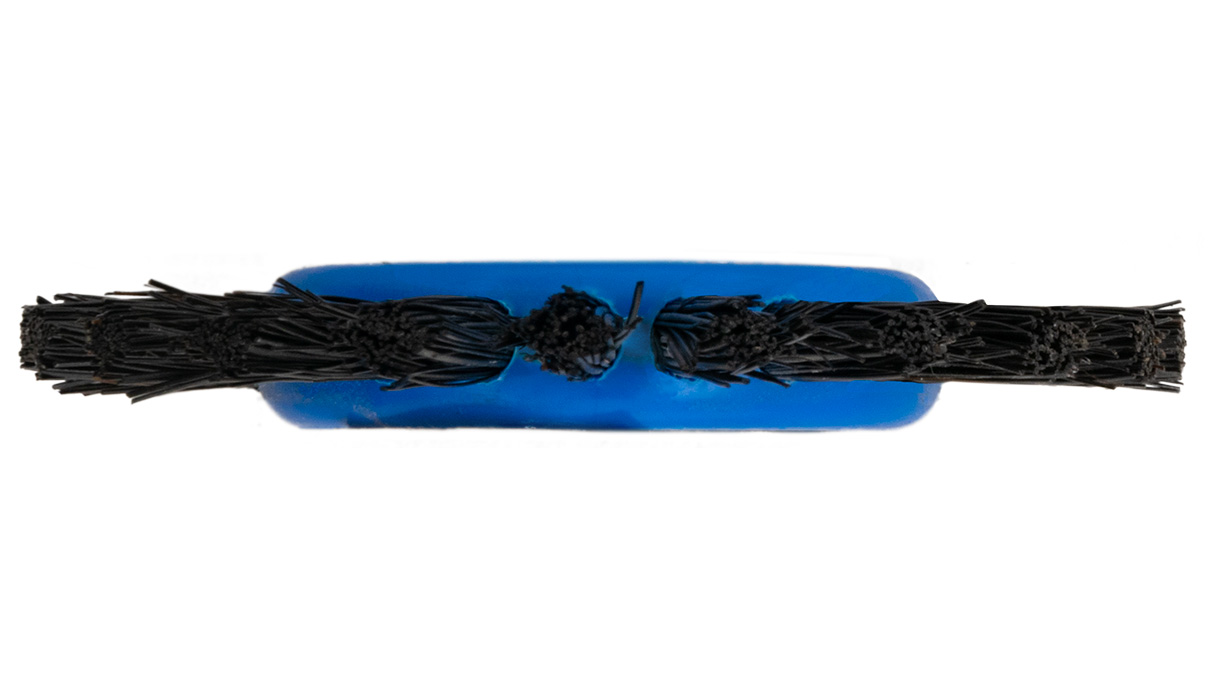 Brosse circulaire, poils noirs Chungking, 1 rangé, plat, Ø 44 mm, avec noyau en plastique, bleu