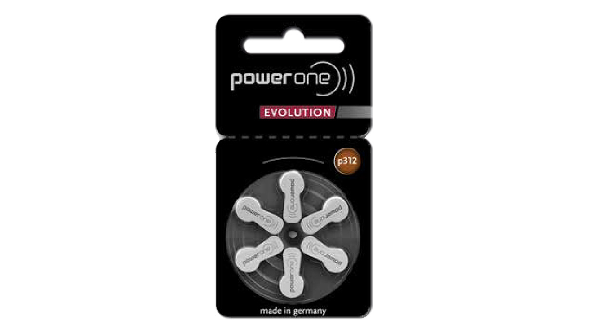 Power One Evolution 6 Piles auditives Zinc Air No. 312, en blister, Mercury Free