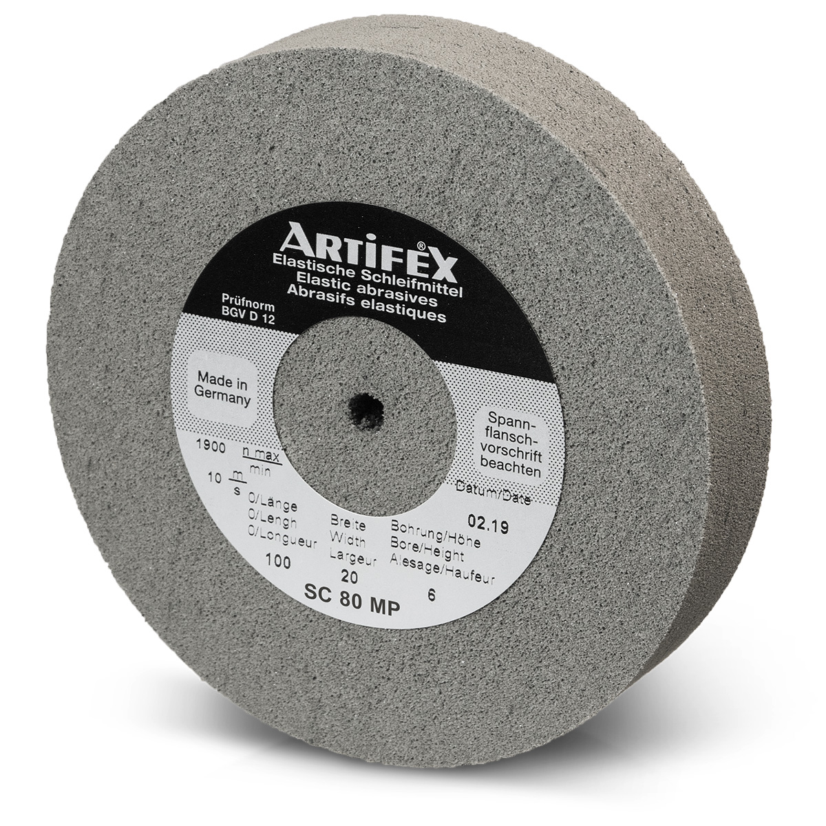 Artifex meule SC 80 MP, grain grossier, dureté moyenne, Ø 100 x 20 mm, alésage Ø 6 mm