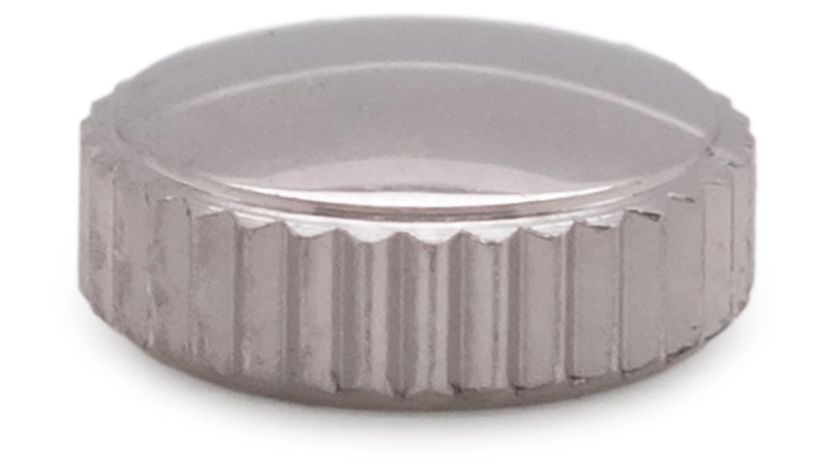 Couronne étanche, Forme japonaise, Acier inoxydable, Blanc, Tête Ø 3,5 mm, Filetage Ø 0,7 mm