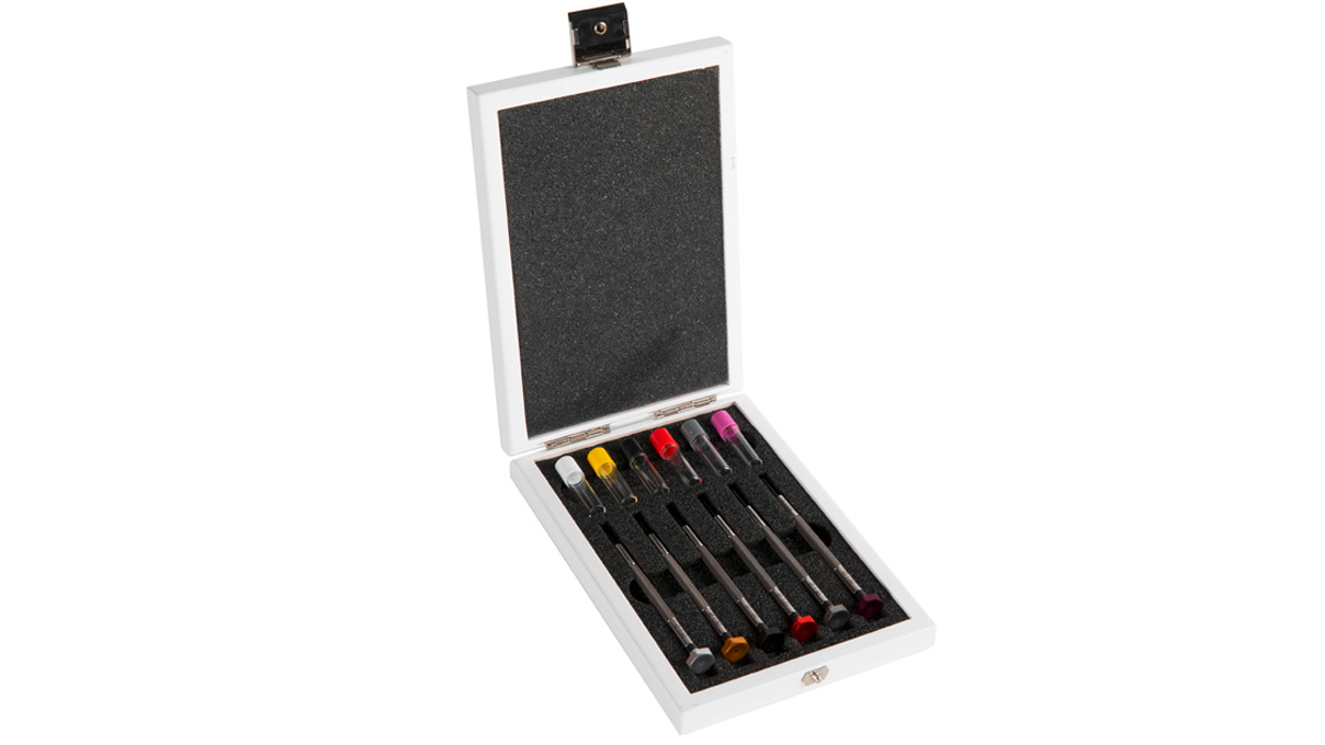 VOH Tournevis Inox, 6 pièces dans un coffret en bois avec mèches de rechange en acier