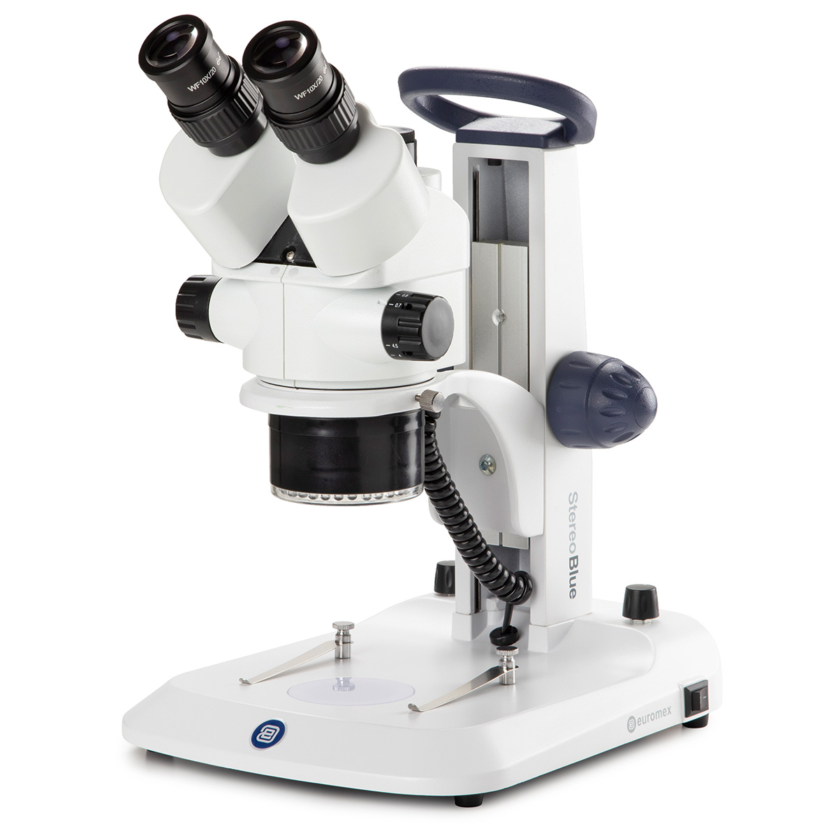 Microscope stéréoscopique trinoculaire StereoBlue, 7x à 45x, zoom 0,7x à 4,5x, éclairage LED
