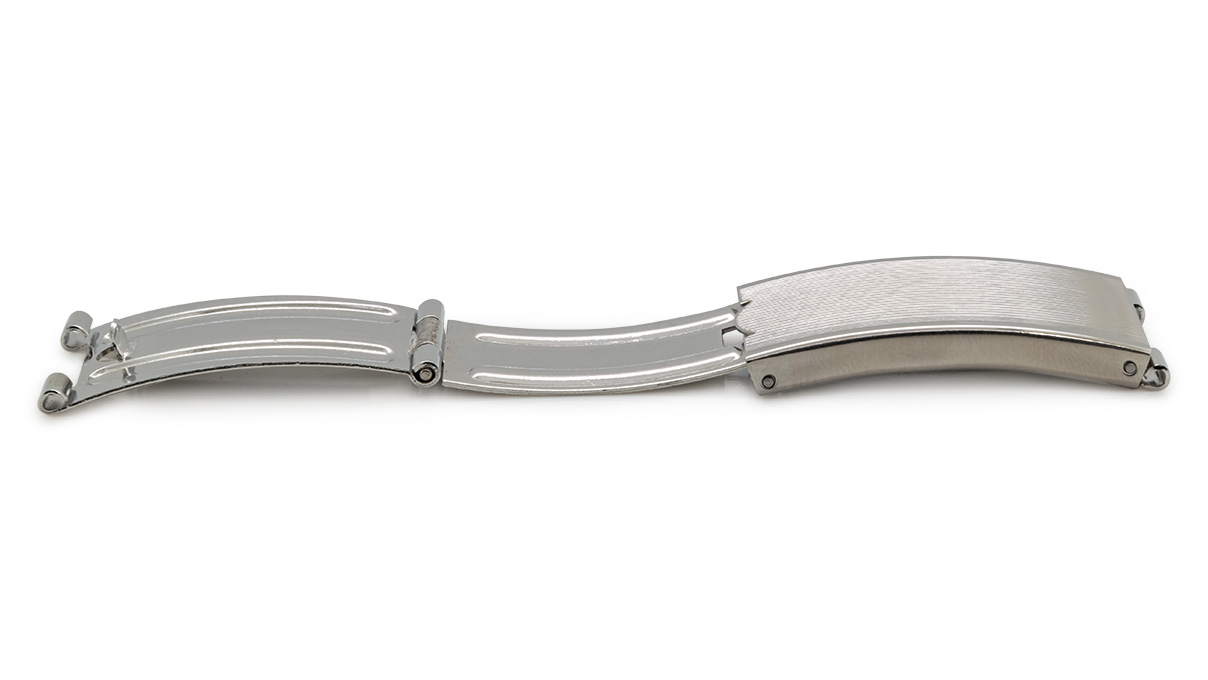 Boucle déployante pour bracelet, coup/largeur: 10 mm, 18 mm, Extensible, Partiellement satiné, Silberfarben, Acier inoxydable