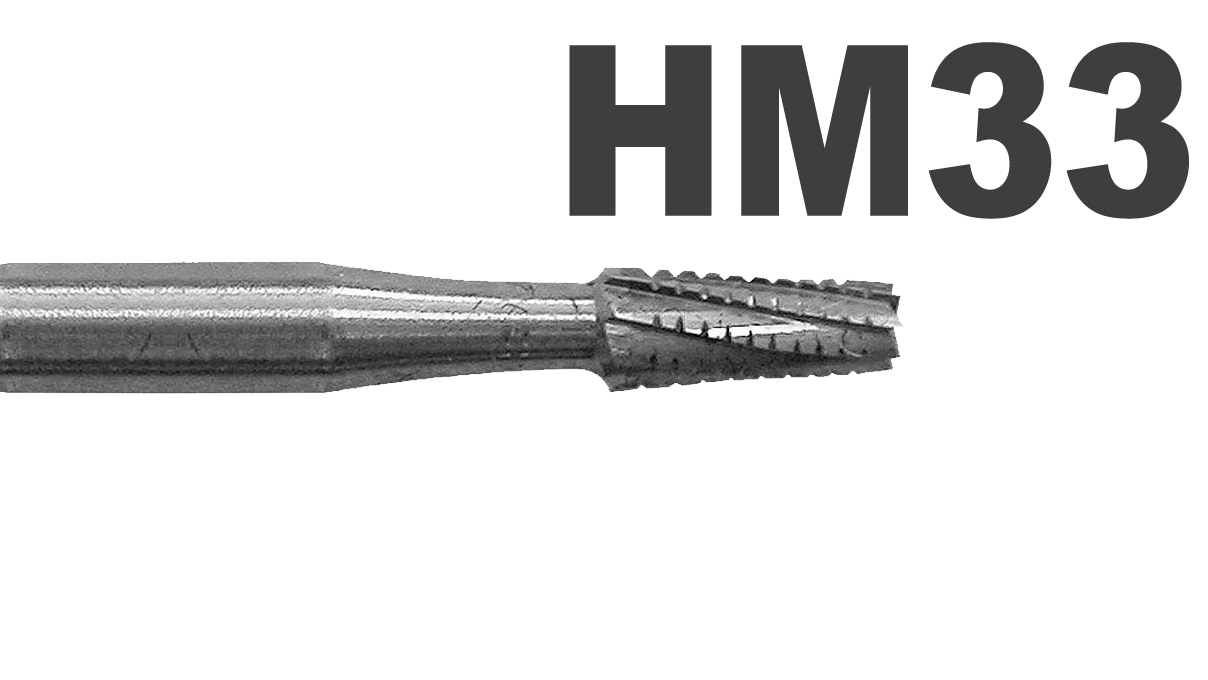 Fraises cylindrique HM 33, conique avec taille transversal, tête Ø 1,8 mm