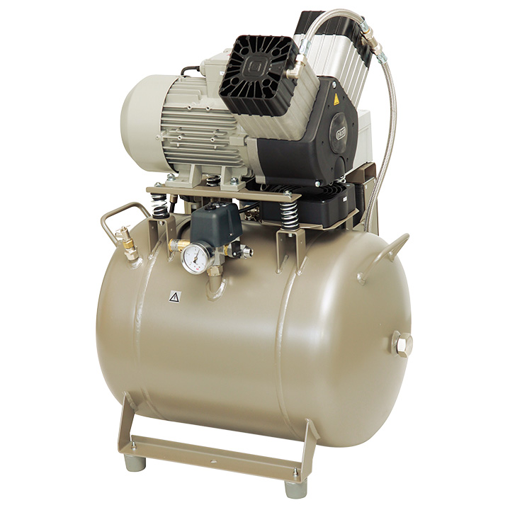 Ekom compresseur DK50 2V/50S/M, 6 - 8 bar, réservoir de 50 l exempt d'huile, boîte insonorisée,
sécheur à membrane, 230V/50Hz