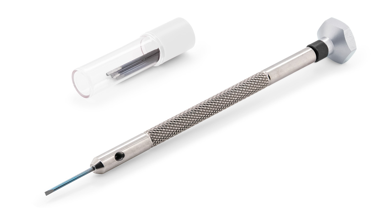 VOH tournevis, mèche 0,6 mm, gris clair, avec des lames de rechange