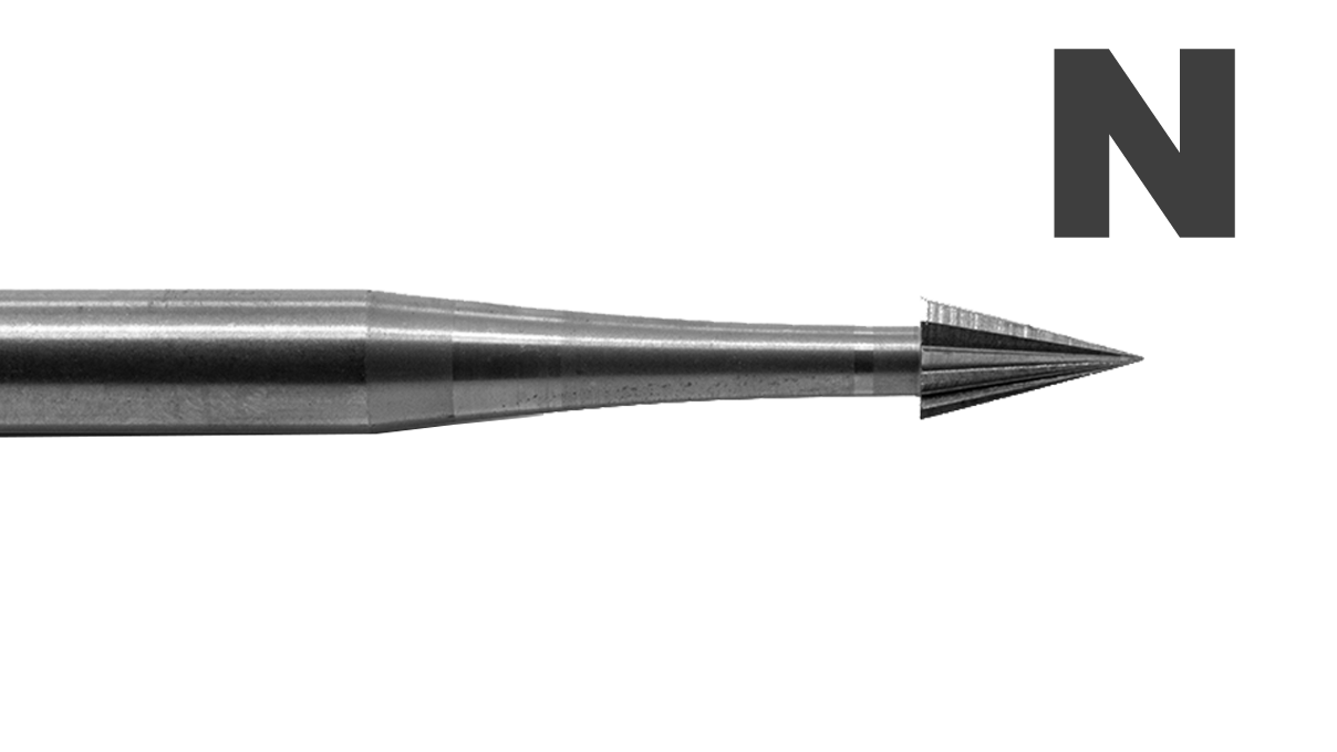 WS SQ fraise type N, cône 30°, tête Ø 1,5 mm, tige de 2,35 mm, 6 pièces