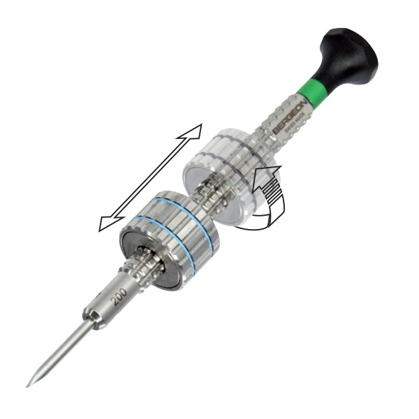 Bergeon 7965-090 tournevis, mèche Ø 0,9 mm, vert claire, pour cartouches dynamométriques