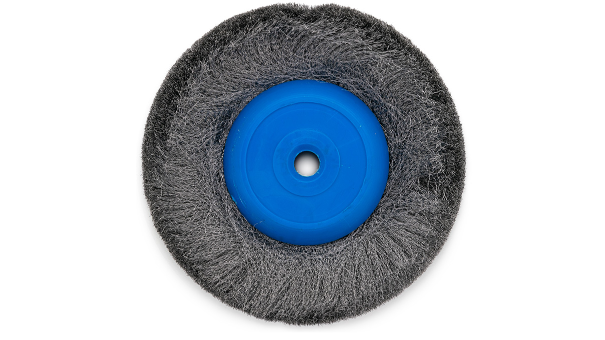 Brosse circulaire, acier, Ø 80 mm, fil 0,06 mm, avec noyau en plastique