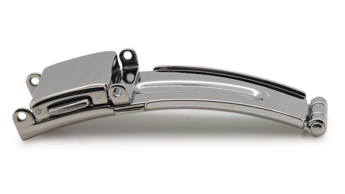 Boucle déployante pour bracelet, coup/largeur: 20 mm, 20 mm, 2 boutons, Polies, Silberfarben, Acier inoxydable