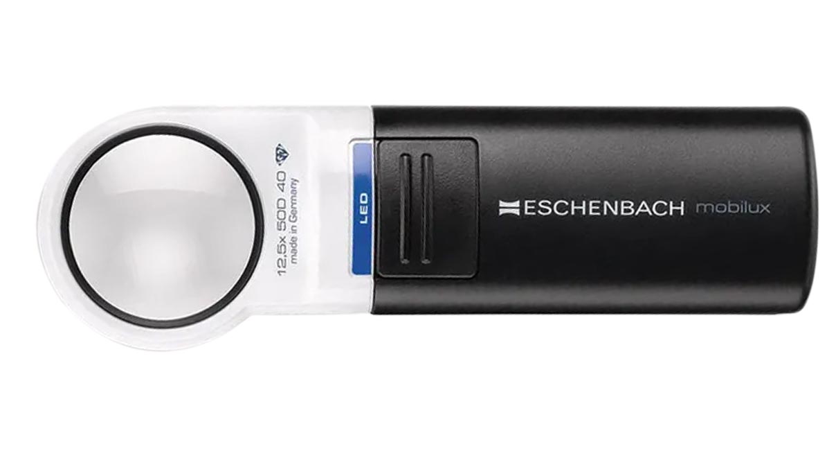 Eschenbach 151112 mobiluxLED, Loupe éclairante, Ø 35 mm, grossissement 12,5x