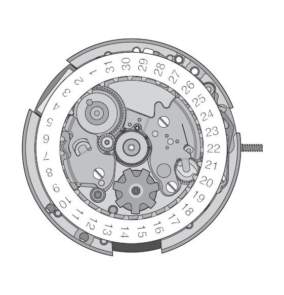 Mvt. ETA 204.911 H1 8 3/4''' DATE3 SC AUTOQUARTZ gilt Quartz (Akku)
