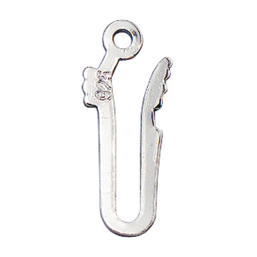 Hakenschnäpper, 925/- Silber rhodiniert, 1-reihig, 6 x 14 mm