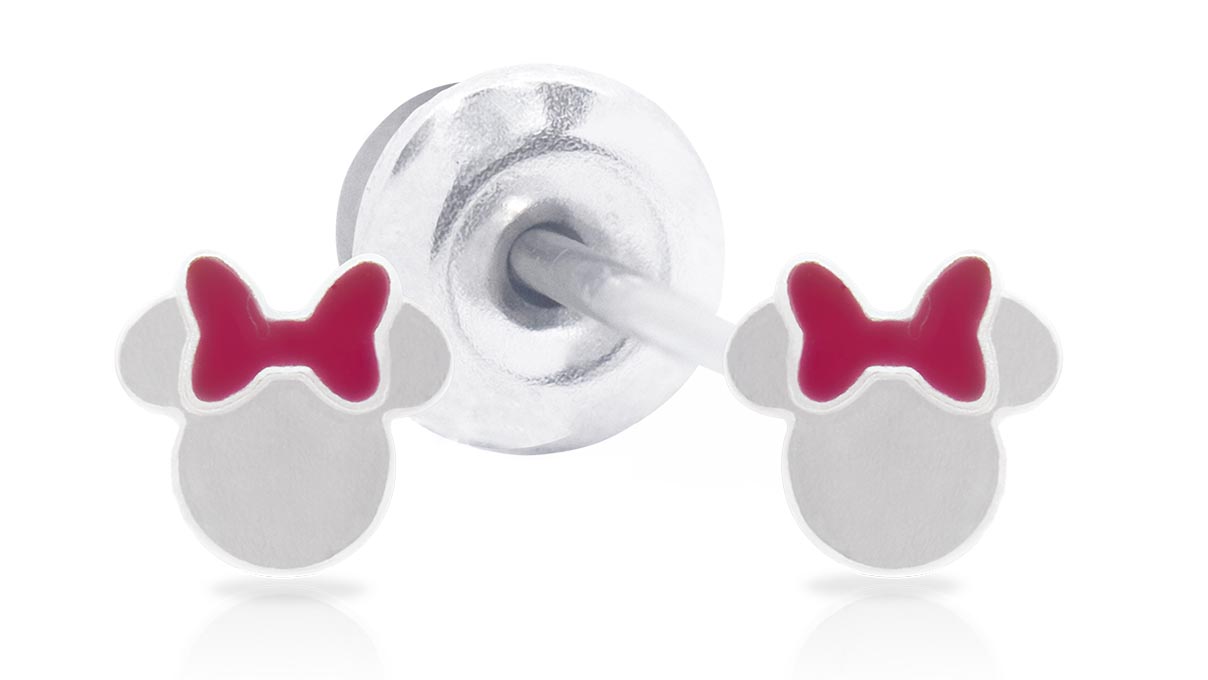 QPP Ohrstecker JCM5, Minnie, Emaille rot, Disney-lizenziert, weiß, 1 Paar